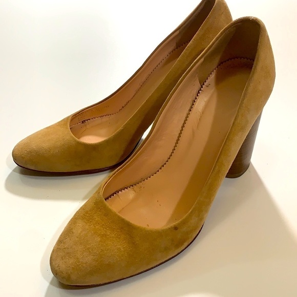 J. Crew Tan suede pump with stacked heel, 7, leather, classic - Picture 2 of 10